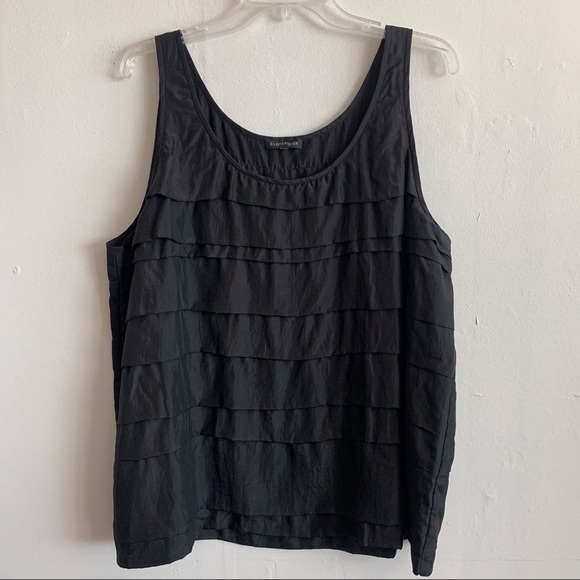 Eileen Fisher Black Silk Layered Sleeveless Top size L - Picture 1 of 4